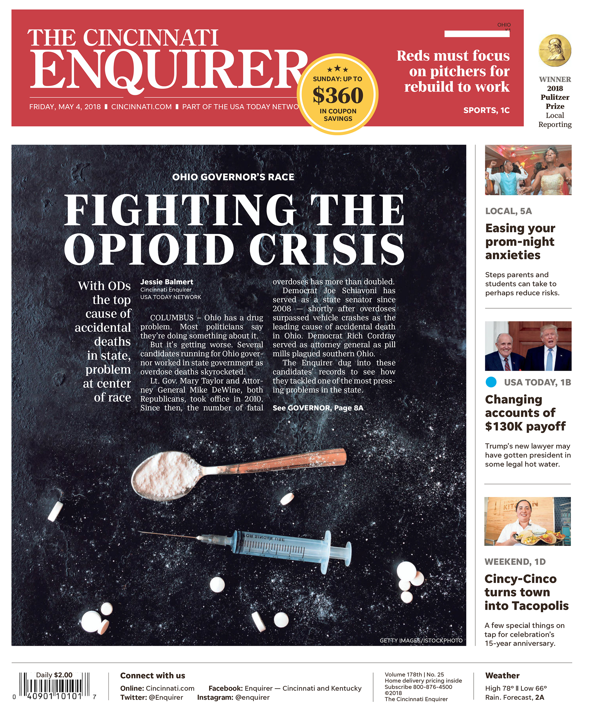 Cover of the Cincinnati Enquirer about the opioid crisis