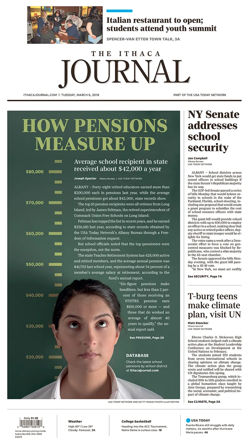 Ithaca cover about teachers' pensions