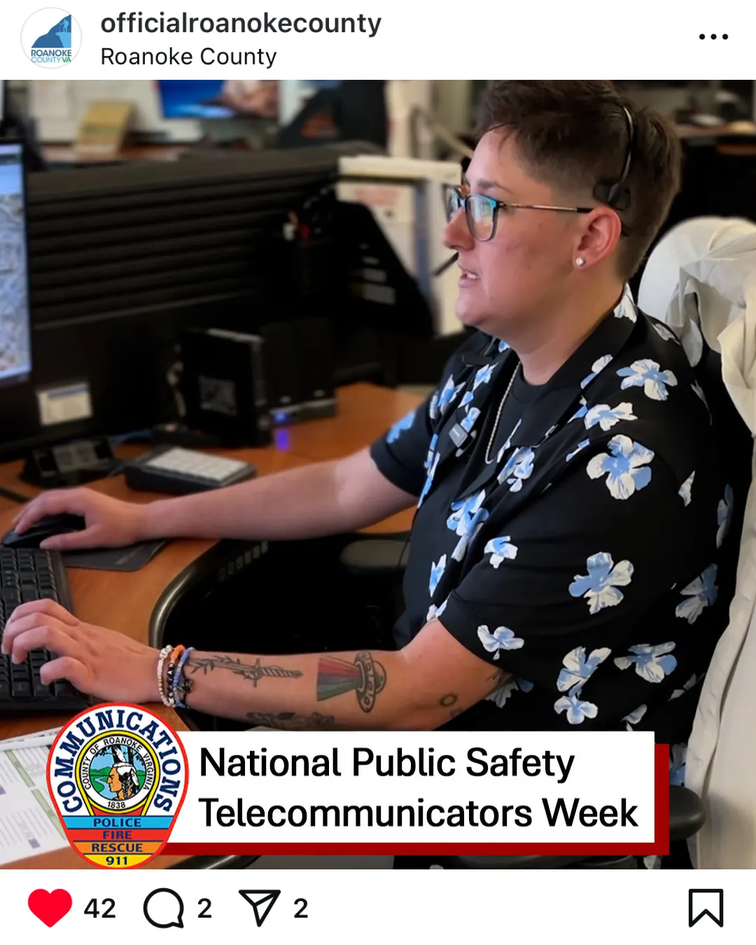 Video still from the Emergency Telecommunicators Week video