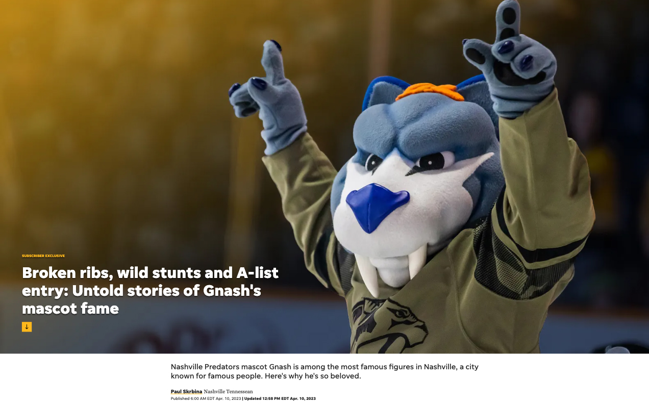 Screenshot of online artice from The Tennessean about Gnash